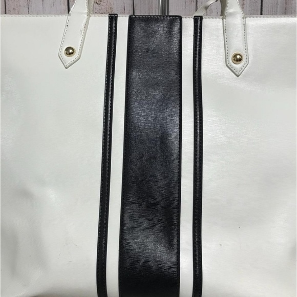 MAISON DU SAC PARIS BLACK TRIM WHITE TOTE BAG - Picture 2 of 8